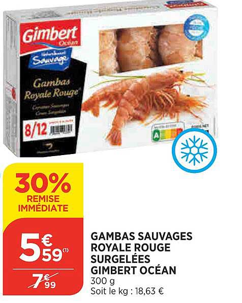 gambas sauvages royale rouge surgelées gimbert océan