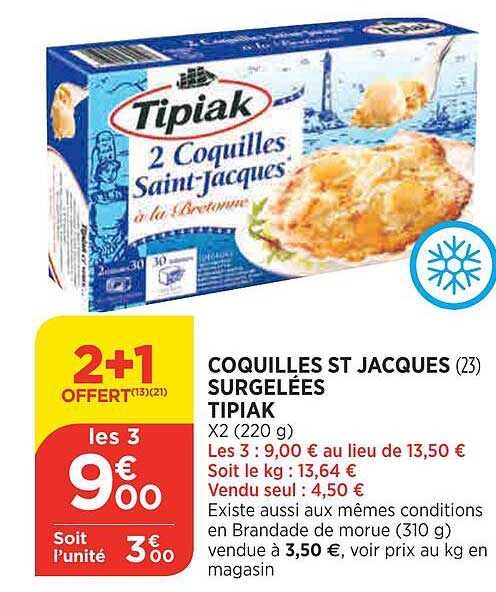 coquilles st jacques surgelées tipiak