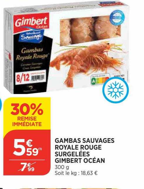 gambas sauvages royale rouge surgelées gimbert océan