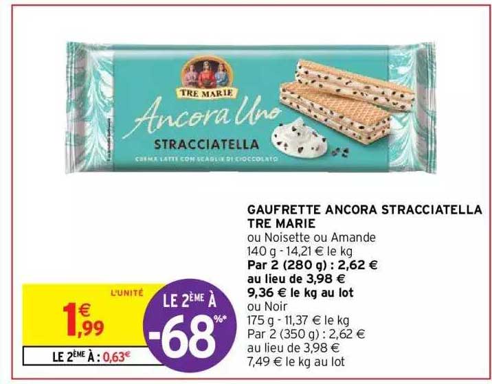 gaufrette ancora stracciatella tre marie le 2ème à -68%