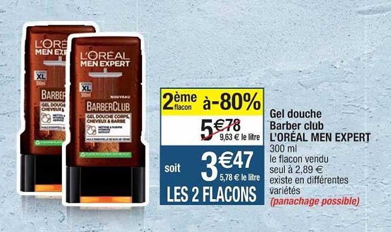 gel douche barber club l'oréal men expert