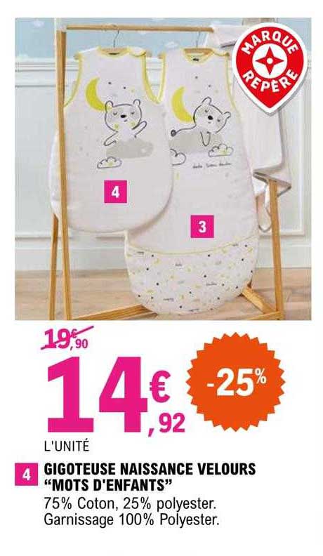 gigoteuse naissance velours "mots d'enfants"