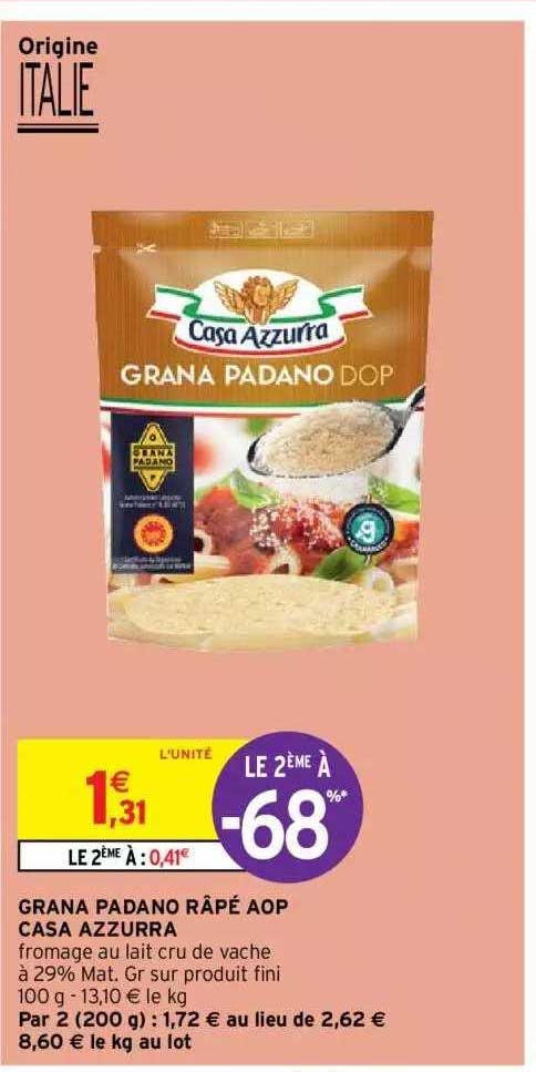 grana padano râpé aop casa azzurra le 2ème à -68%
