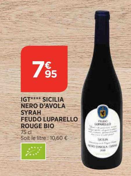 igt sicilia nero d'avola syrah feudo luparello rouge bio