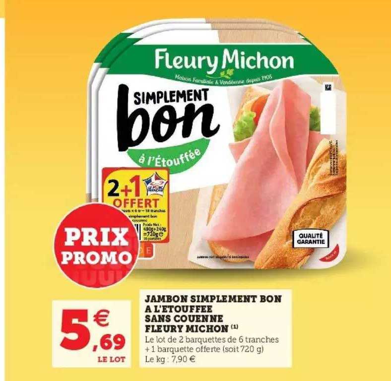 jambon simplement bon à l'étouffée sans couenne fleury michon