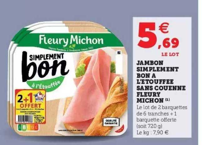 jambon simplement bon à l'étouffée sans couenne fleury michon