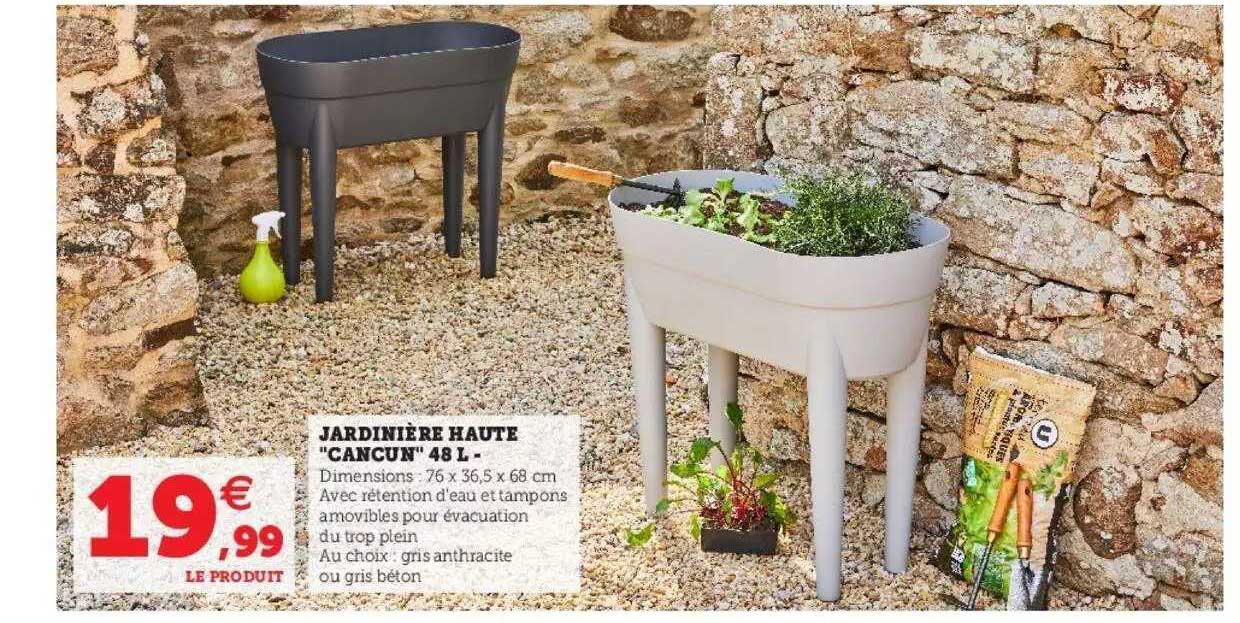 jardinière haute "cancun" 48 l -
