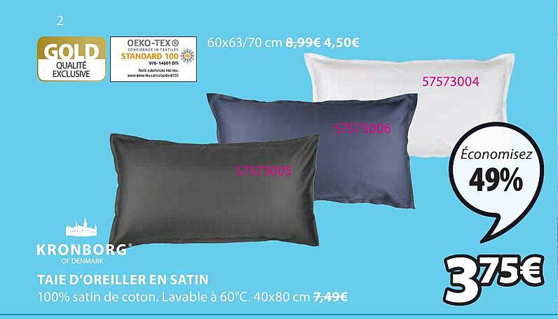 kronborg taie d'oreiller en satin