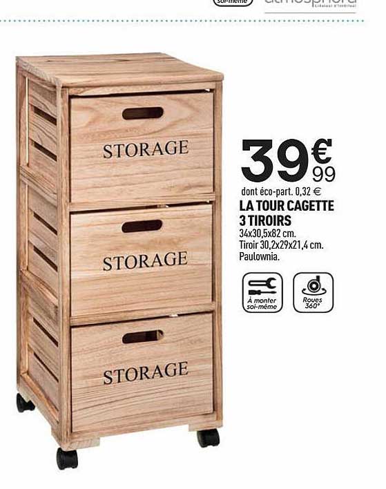 La Tour Cagette 3 Tiroirs