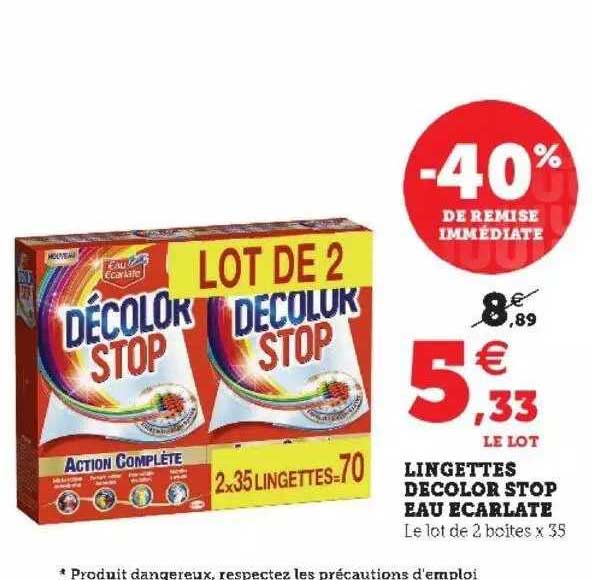 lingettes décolor stop eau écarlate