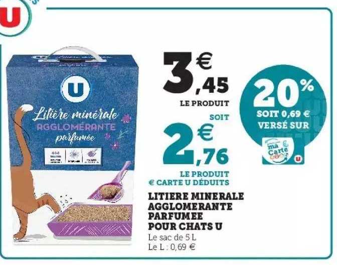 litière minéral agglomérante parfumée pour chats u
