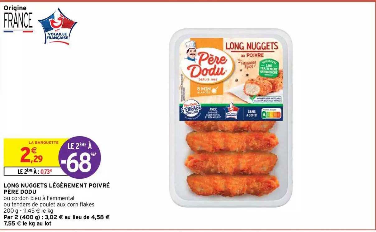 Long Nuggets Légèrement Poivré Père Dodu Le 2ème à -68%