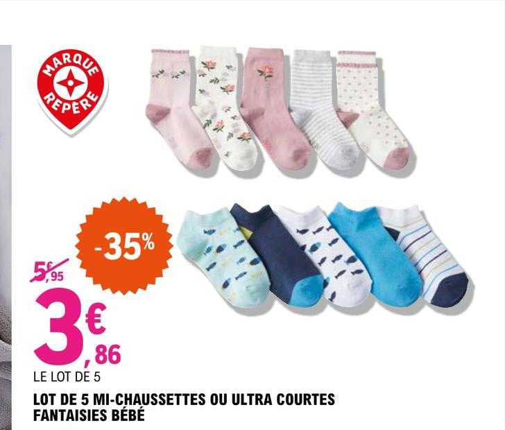 lot de 5 mi-chaussettes ou ultra courtes fantaisie bébé