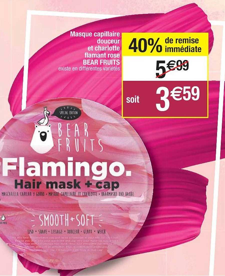 masque capillaire douceur et charlotte flamant rose bear fruits