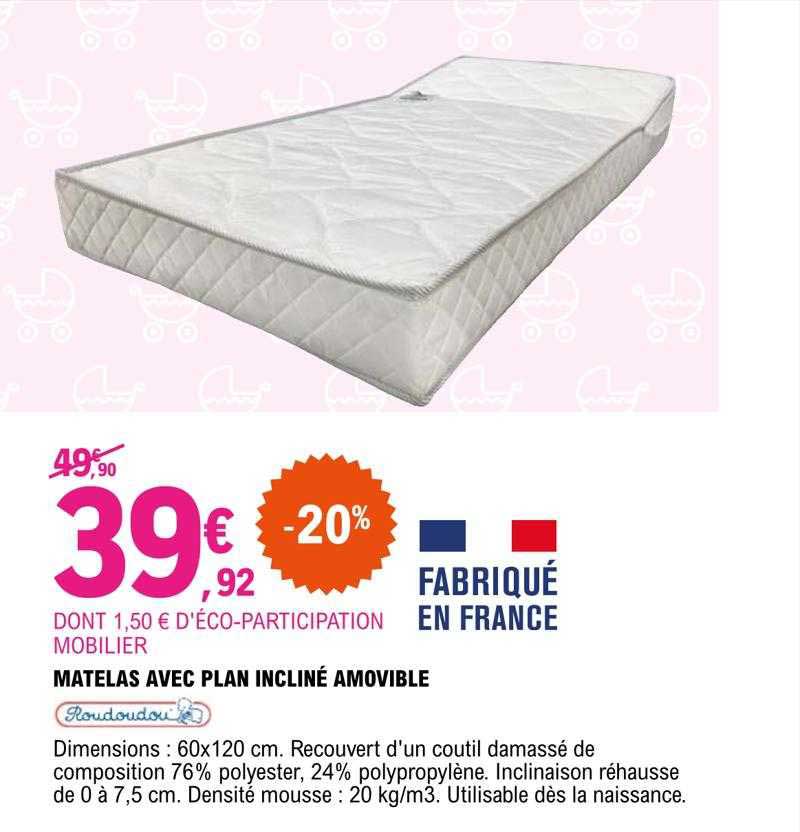 matelas avec plan incliné amovible roudoudou