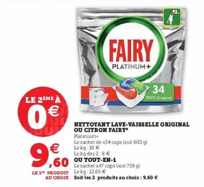 nettoyant lave-vaisselle original o citron fairy ou tout-en-1