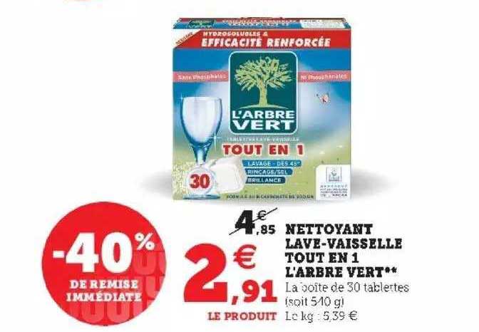 nettoyant lave-vaisselle tout en 1 l'arbre vert