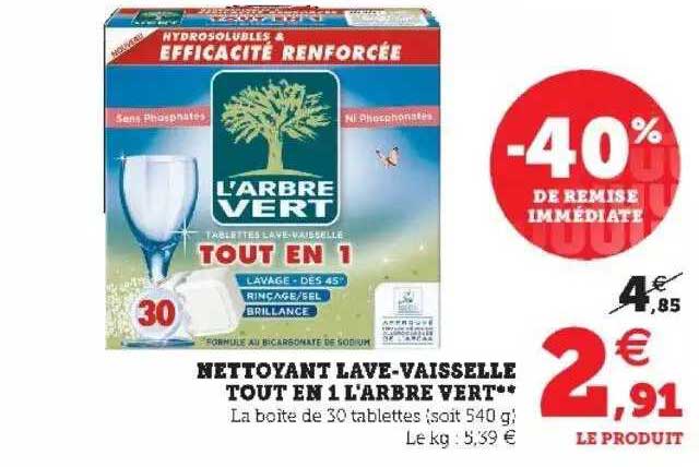 nettoyant lave-vaisselle tout en 1 l'arbre vert