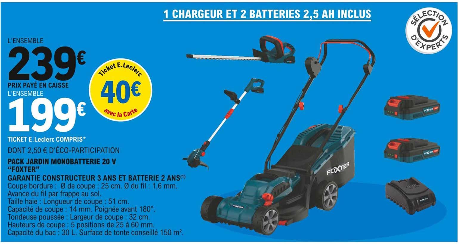 Pack Jardin Monobatterie 20 V "foxter"