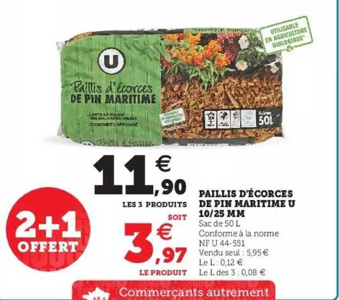 paillis d'écorces de pin maritime u 10-25 mm