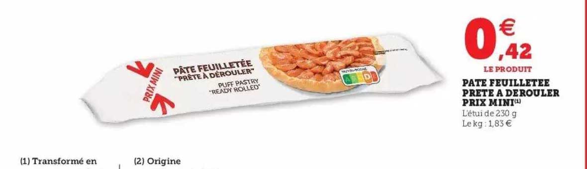 pâte feuilletée prête à dérouler prix mini
