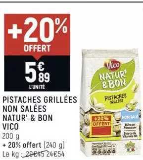 pistaches grillées non salées natur' & bon vico
