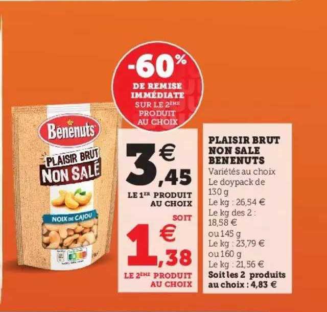 plaisir brut non salé bénénuts