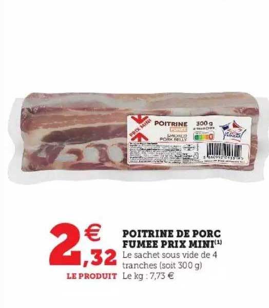 poitrine de porc fumée prix mini