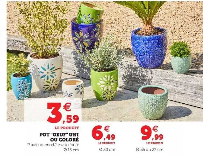 pot "oeuf" uni ou coloré