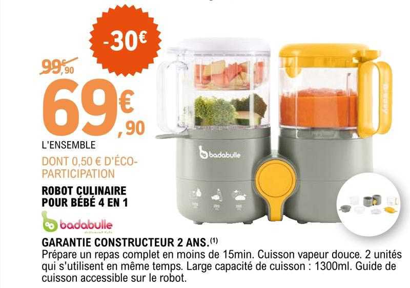 robot culinaire pour bébé 4 en 1 badabulle