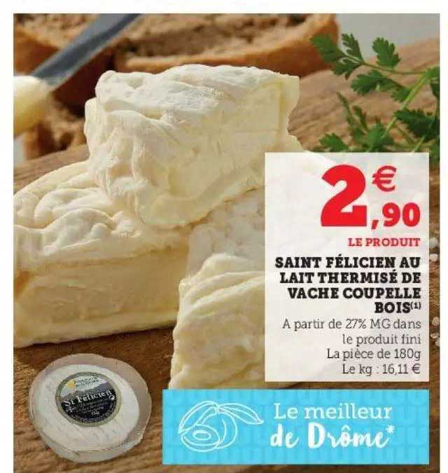 saint félicien au lait thermisé de vache coupelle bois