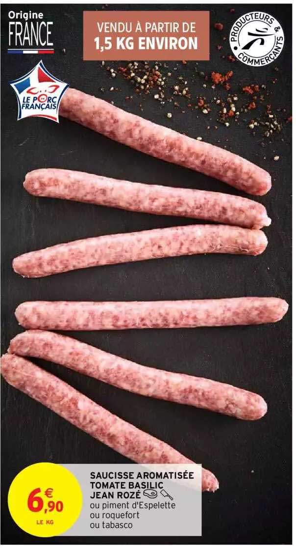 saucisse aromatisée tomate basilic jean rozé