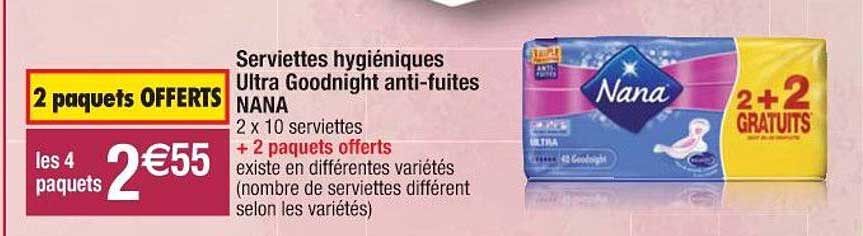 serviettes hygiéniques ultra goodnight anti-fuites nana