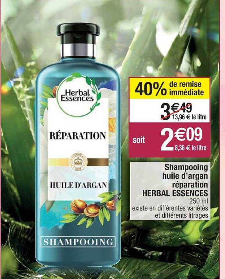 shampooing huile d'argan réparation herbal essences