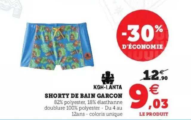 shorty de bain garçon koh-lanta