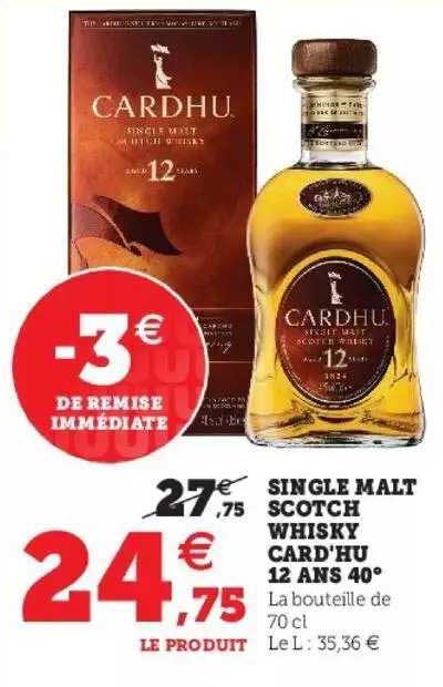 single malt scotch whisky card'hu 12 ans 40°