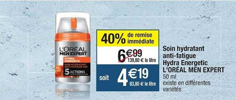 soin hydratant anti-fatigue hydra energetic l'oréal men expert