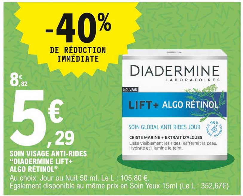 soin visage anti-rides "diadermine lift+ algo rétinol"