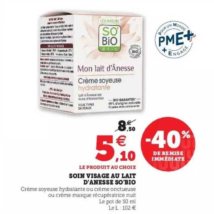 soin visage au lait d'anesse so-bio