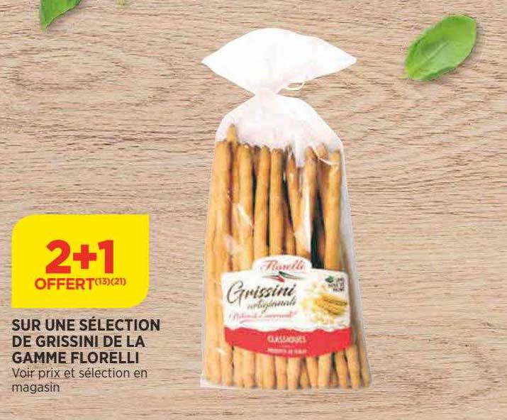 sur une sélection de grissini de la gamme florelli