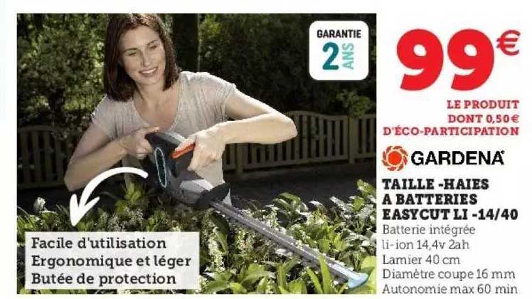 taille-haies à batteries easycut li - 14-40 gardena