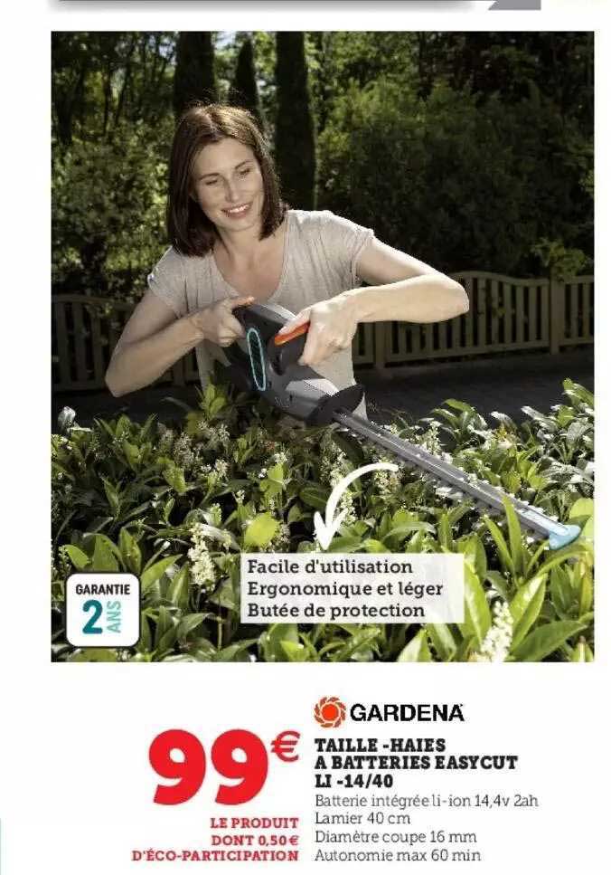 taille-haies à batteries easycut li-14-40 gardena