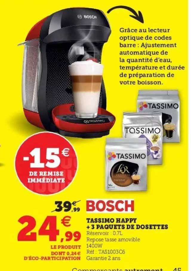 tassimo happy + 3 paquets de dosettes bosch