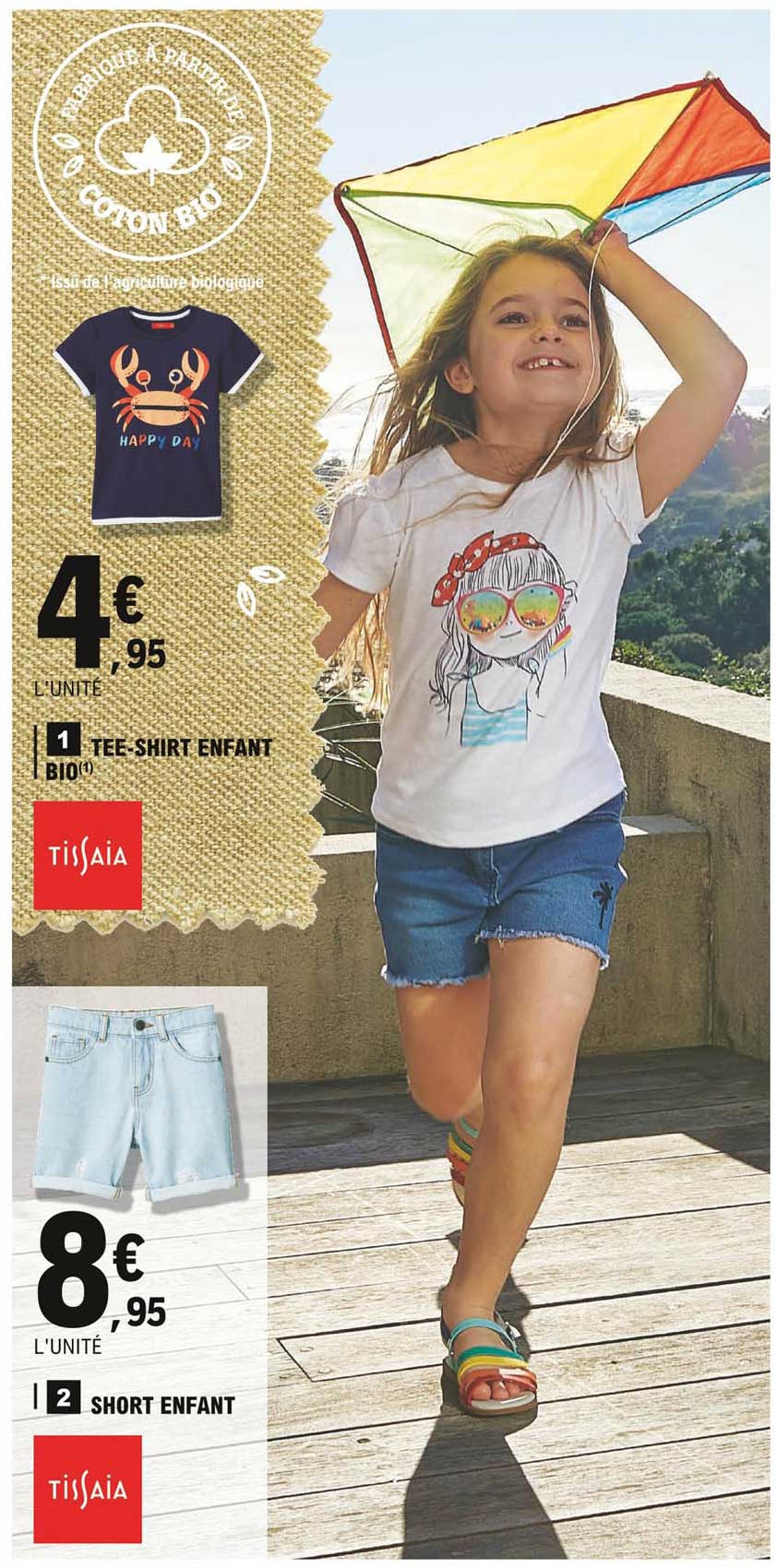 tee-shirt enfant bio tissaia, short enfant tissaia