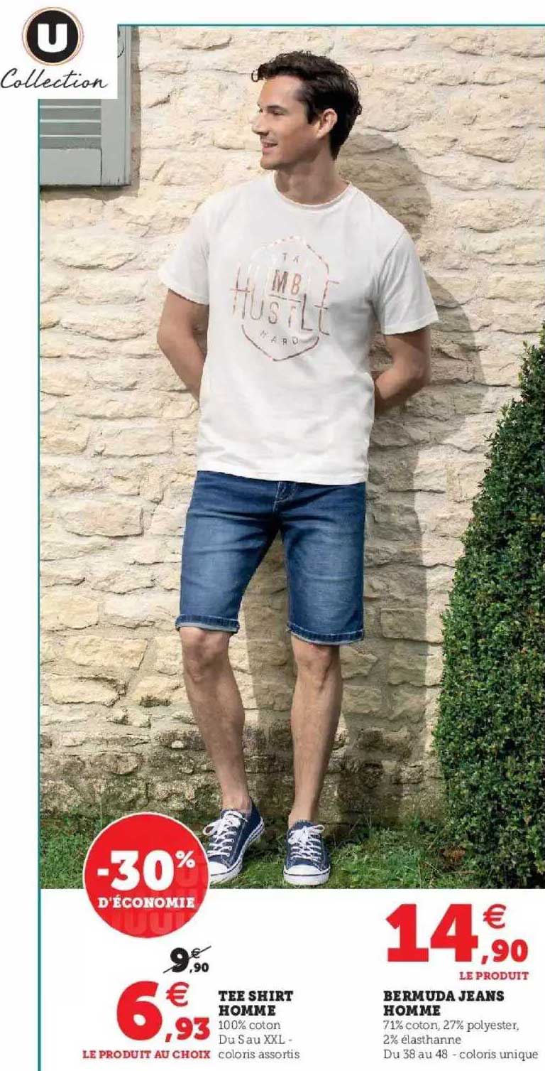 tee-shirt homme, bermuda jeans homme