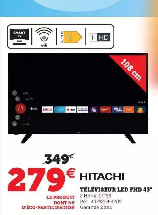 téléviseur fhd 43" hitachi
