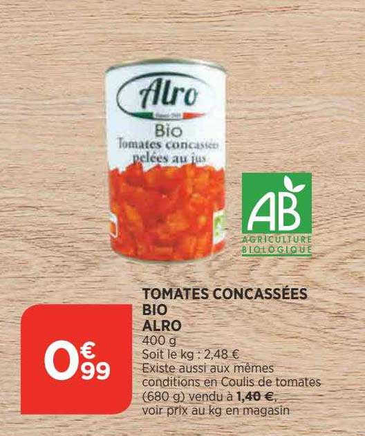 tomates concassées bio alro