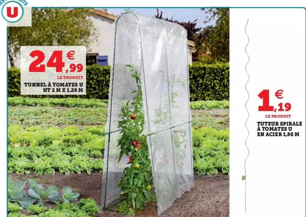 Tuteur Spirale à Tomates U En Acier 1,80 M, Tunnel à Tomates U Ht 2 M X 1.20 M