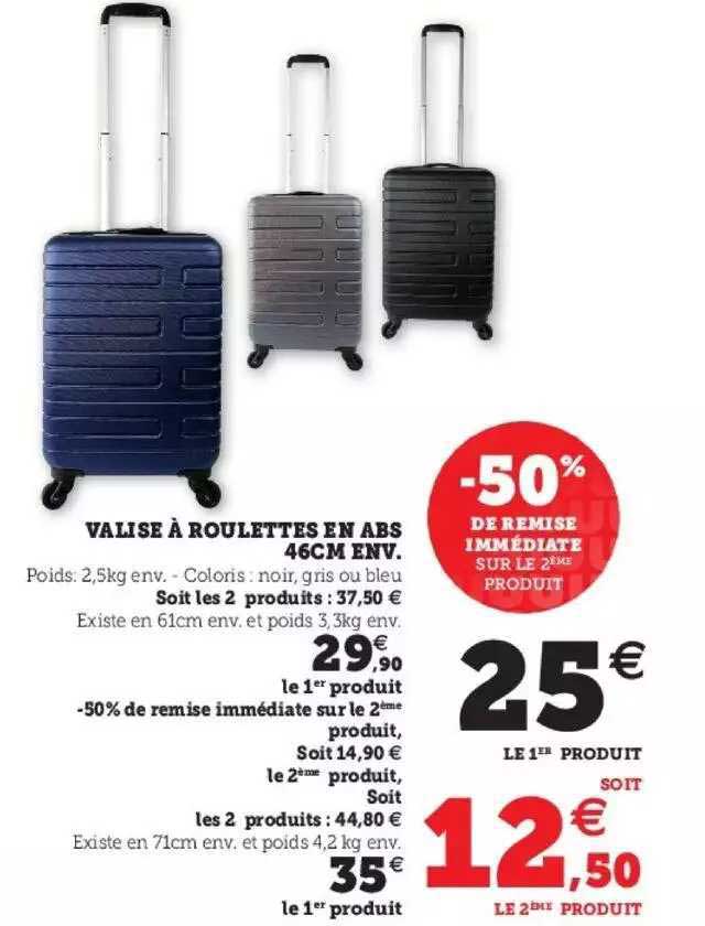 valise à roulettes en abs 46cm env.
