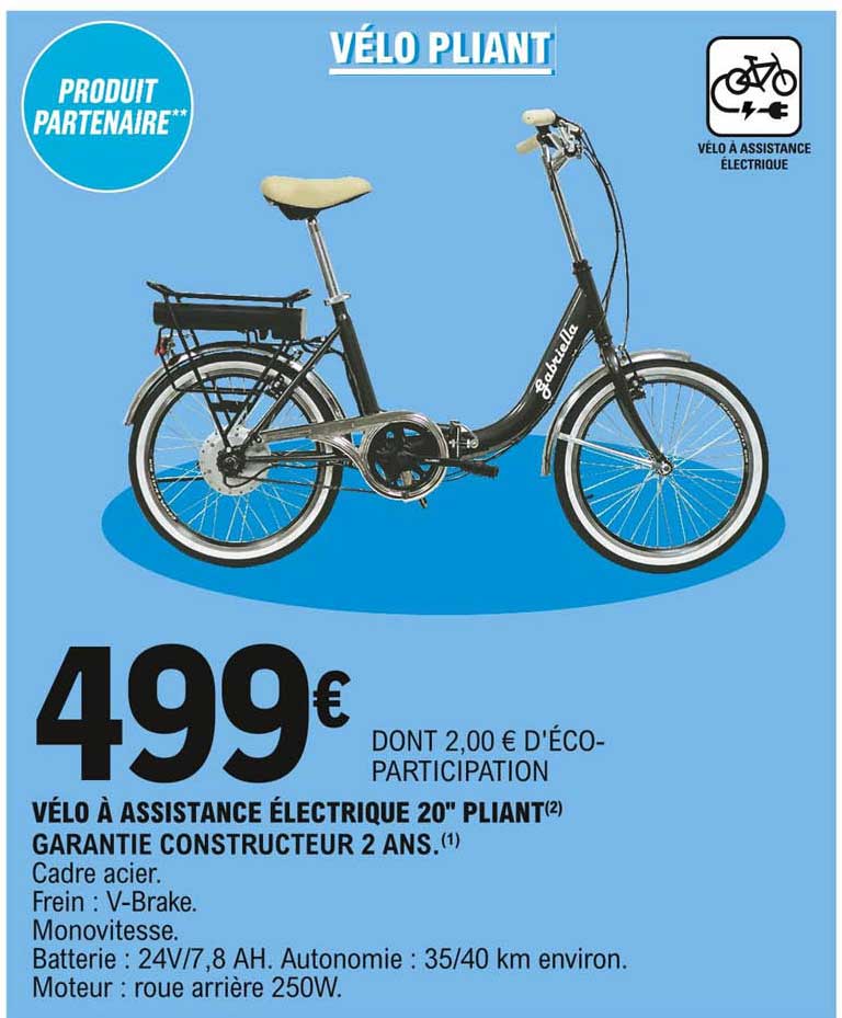 vélo à assistance électrique 20" pliant